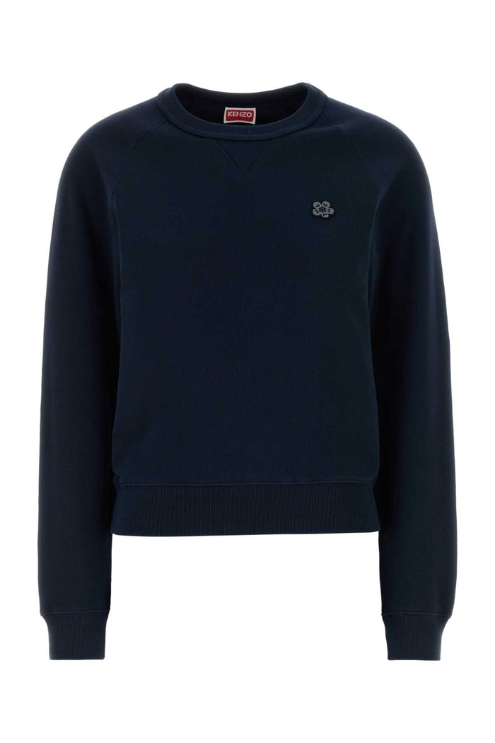 Navy Blue Cotton Sweatshirt Navyblue Exterior: Felpe