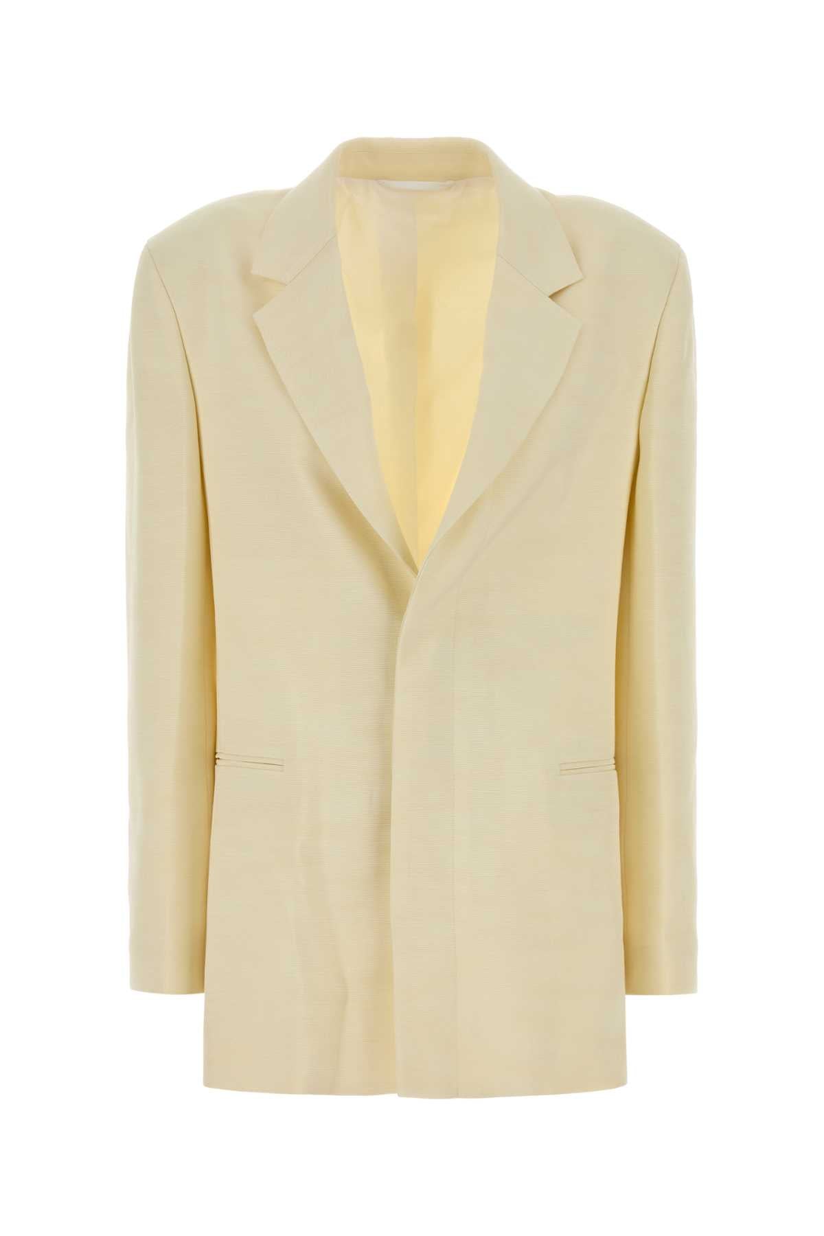 Yellow Viscose Blend Blazer Ecru Giacche E Gilet