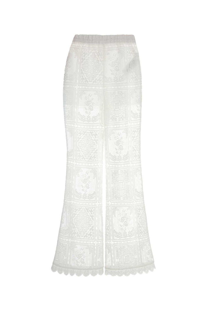 White Lace Aster Pant Ivory Pantaloni