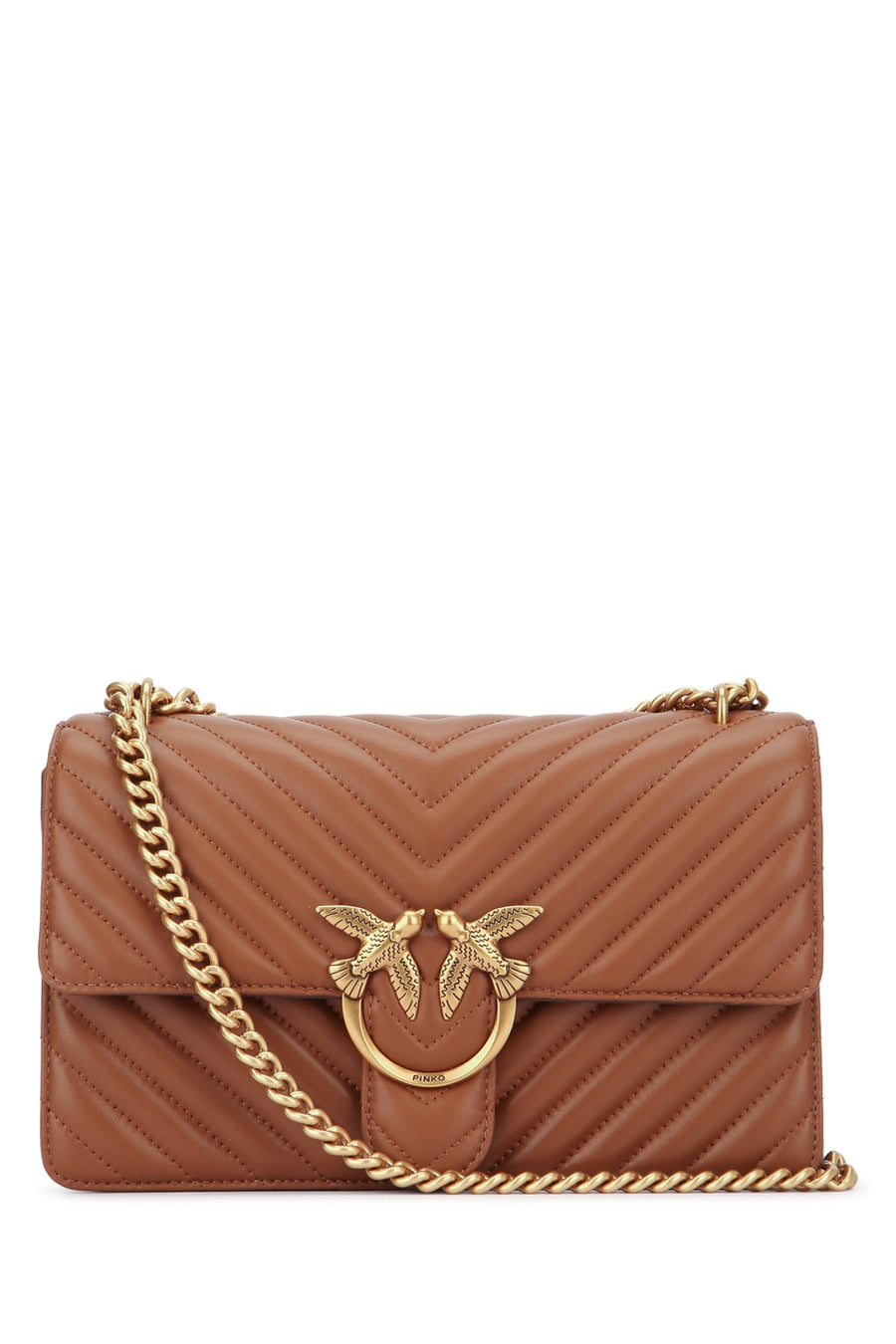Pinko Classic 100% Leather shoulder bag in brown