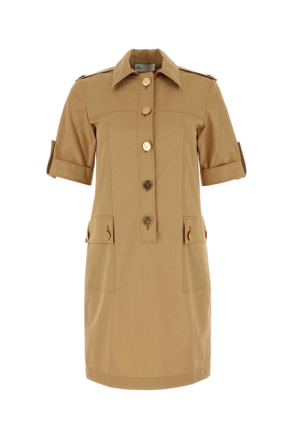 Tory Burch Main Body 100% Cotton shirt dress in beige