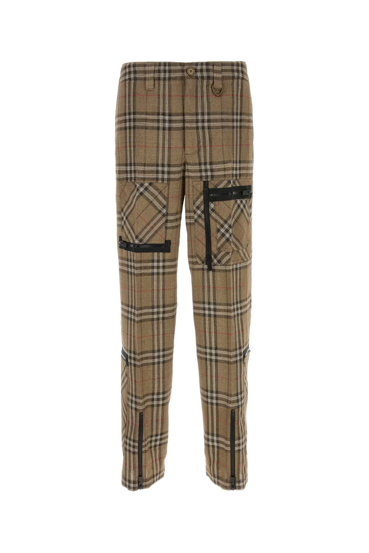 Embroidered Viscose Blend Cargo Pant Brushipcheck Exterior: Silk Pantaloni