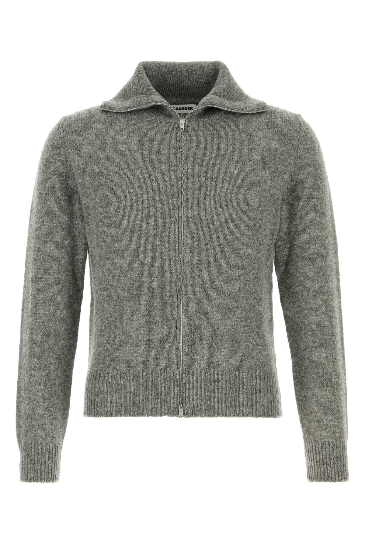 Grey Wool Blend Cardigan Shadow Exterior: Nylon Maglieria