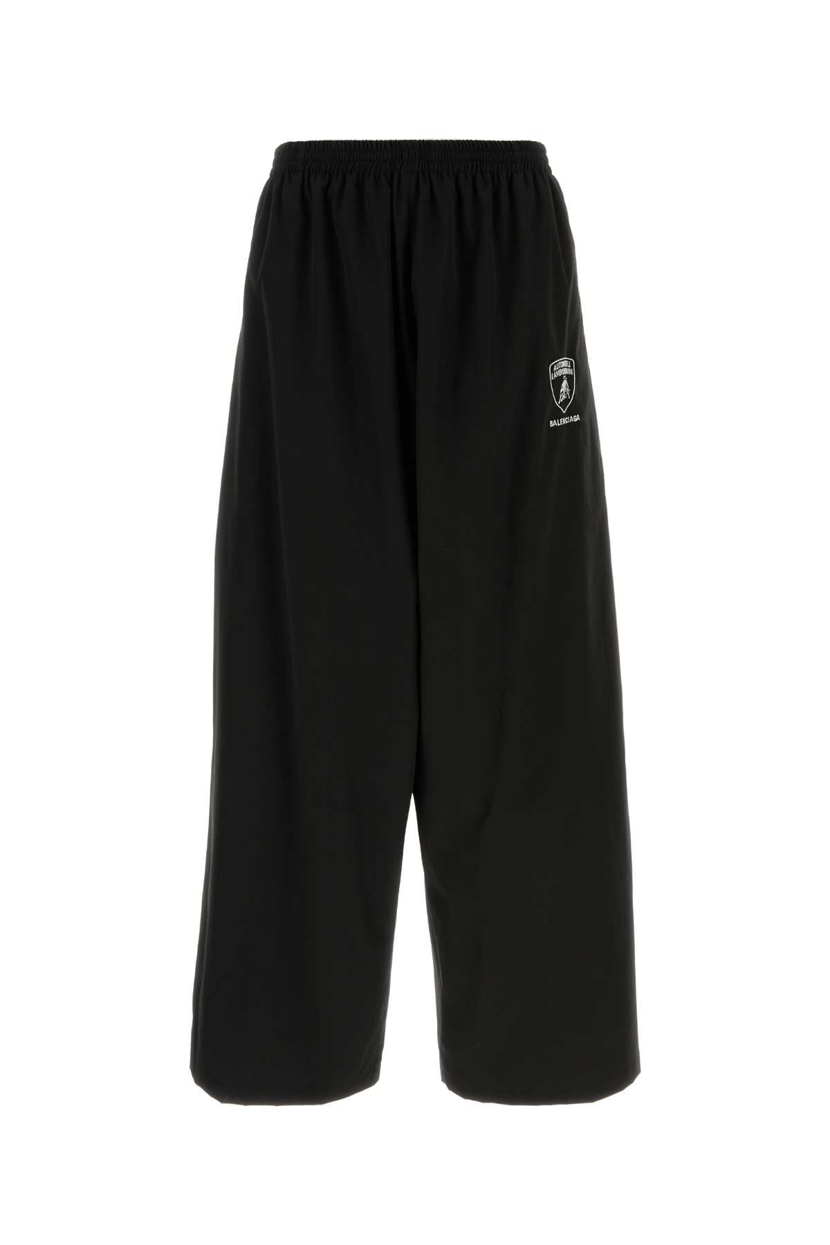 Black Tech Fabric Balenciaga X Automobili Lamborghini Wide-Leg Pant Pantaloni