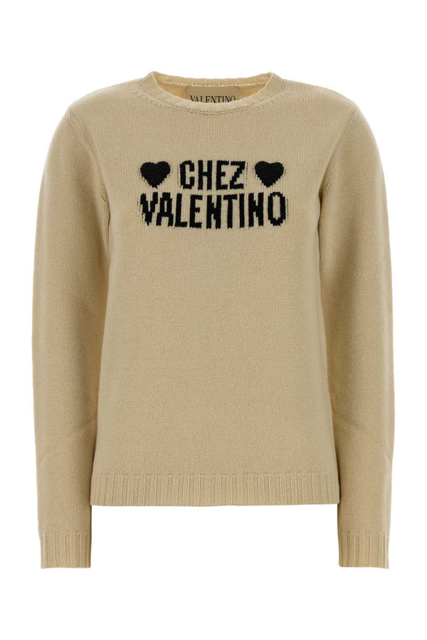 Valentino Garavani Embroideries 100% Virgin wool sweater in beige