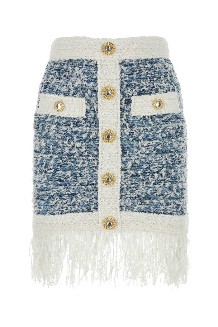 Embroidered Tweed Skirt Sljbleupâleblanc Gonne