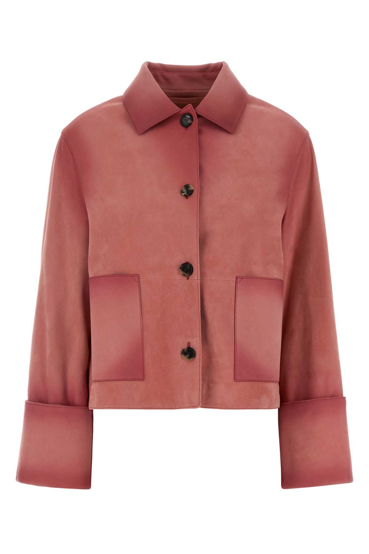 Pink Leather Jacket Giacche E Gilet
