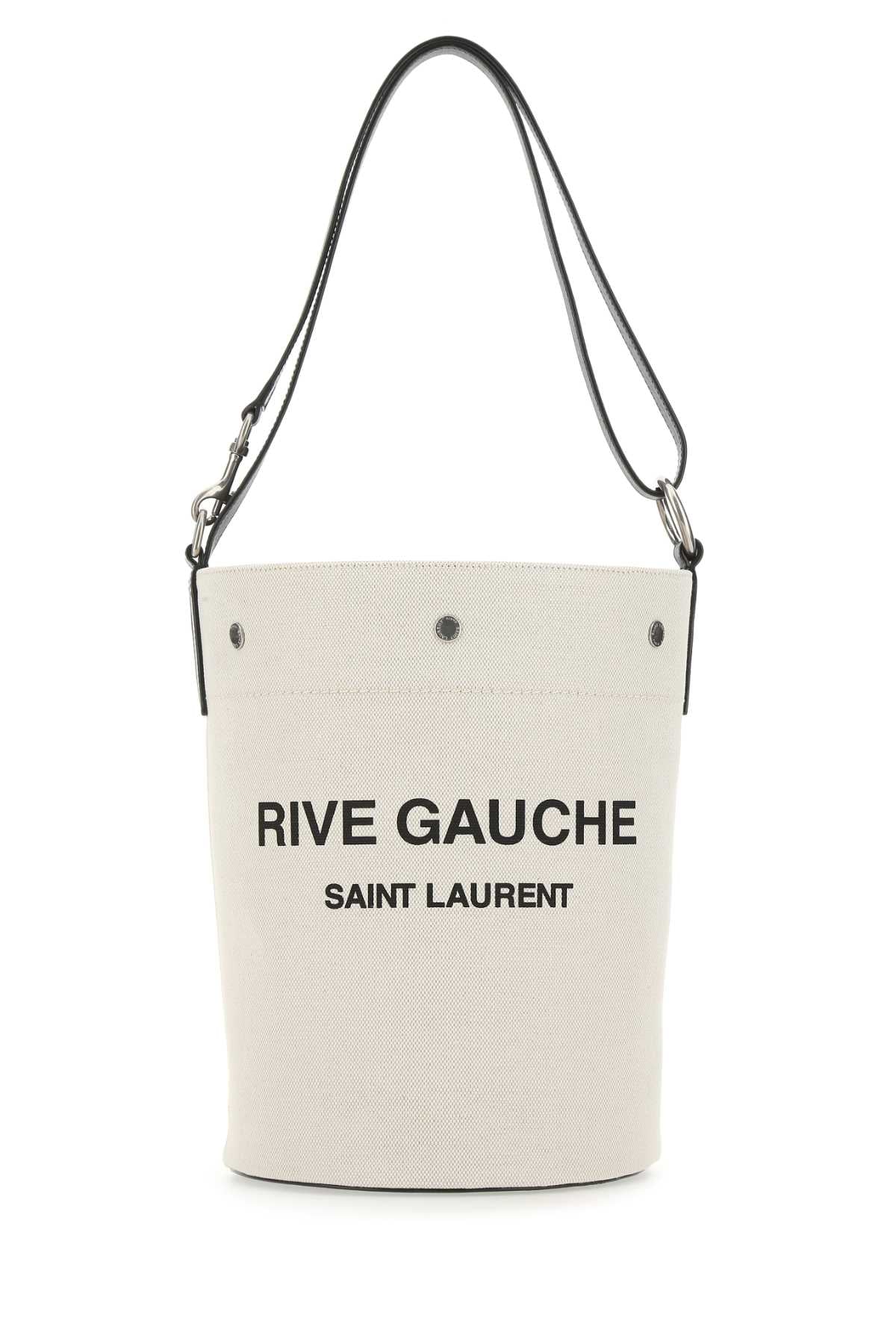 Two-Tone Canvas And Leather Medium Rive Gauche Bucket Bag 9024 Borse A Secchiello