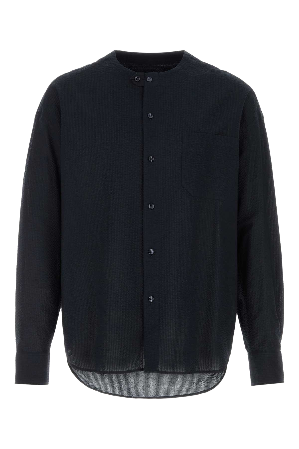 Midnight Blue Seersucker Shirt Exterior: Cotton Camicie