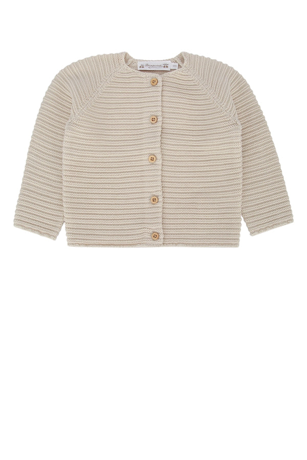 Bonpoint Abid 100% organic cotton cardigan in beige