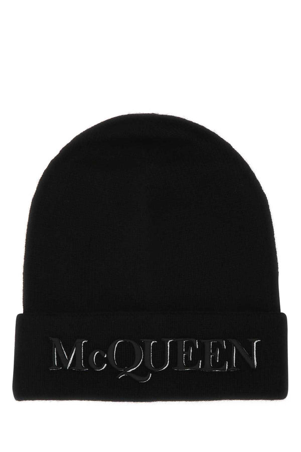 Alexander McQueen CAPPELLO 100% Cashmere beanie in black