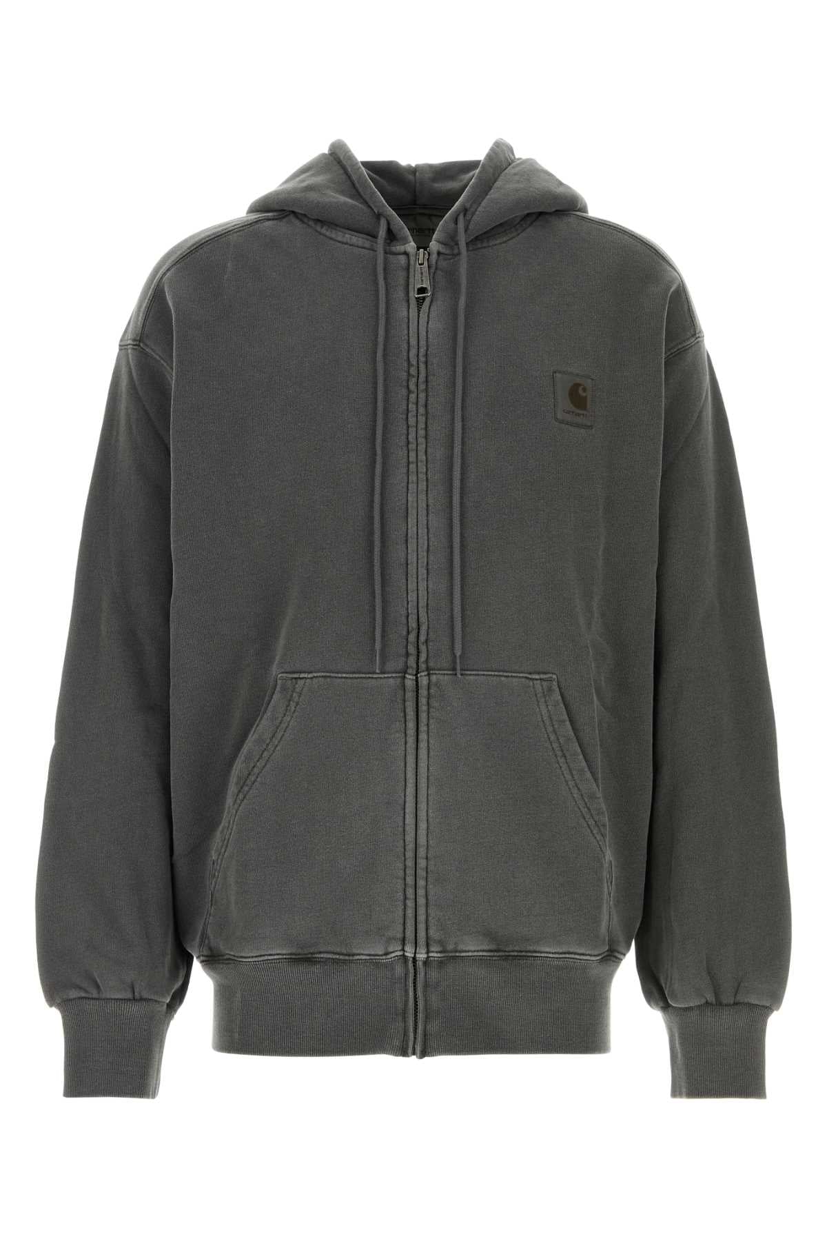 Charcoal Cotton Hooded Nelson Jacket Blackgarmentdyed Exterior: Felpe