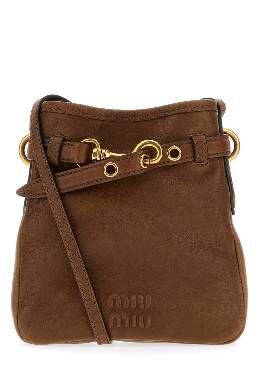 Miu Miu 100% Lamb Nappa Leather crossbody bag in brown