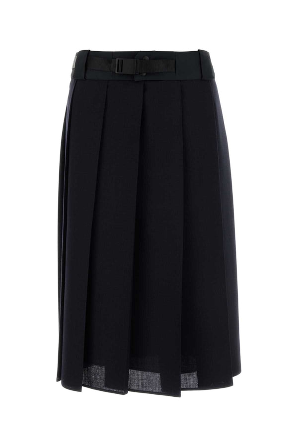 Prada Exterior: 100% Virgin wool; Lining: 100% Recycled cupro skirt in blue