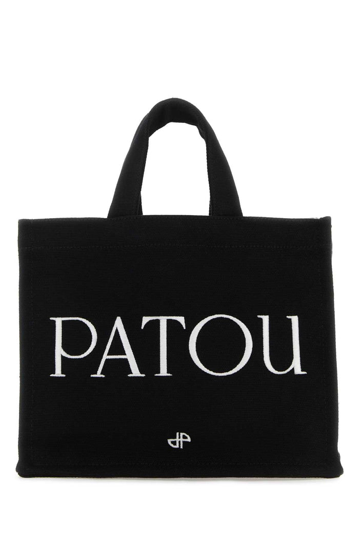 Black Canvas Small Tote Patou Shopping Bag Exterior: Cotton Borse A Mano