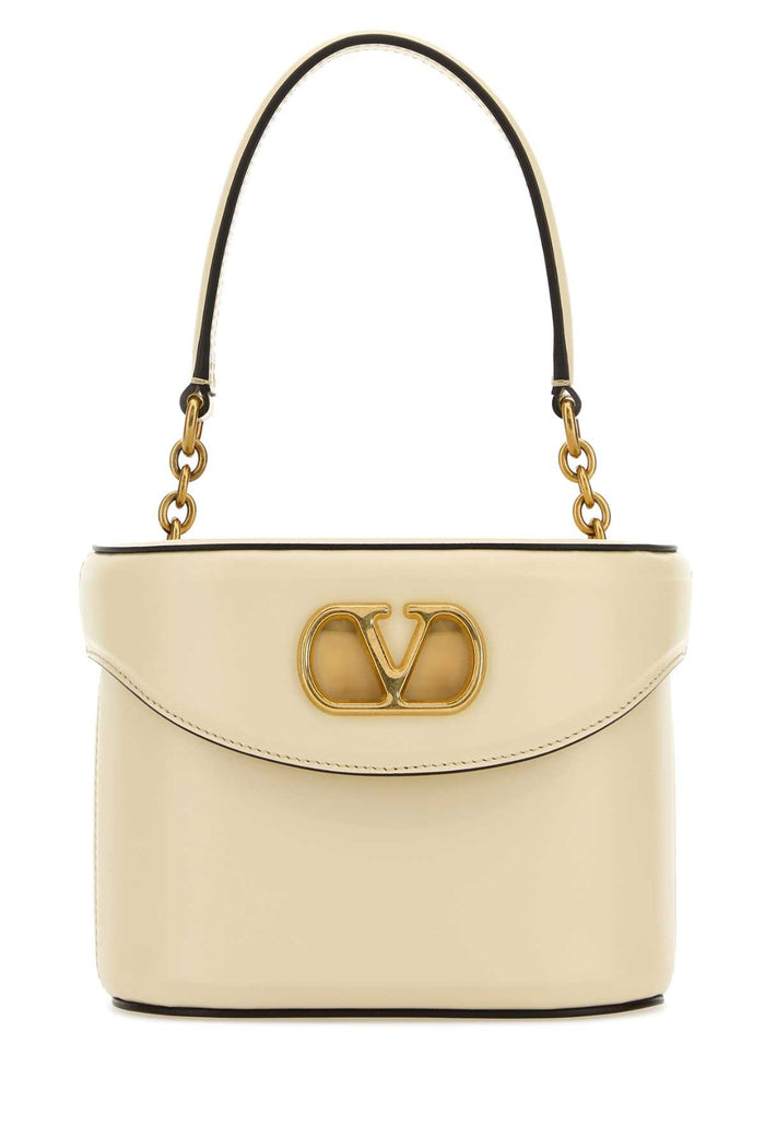 Ivory Leather Vlogo Signature Bucket Bag Butterwhite Calf - Bos Taurus Borse A Secchiello