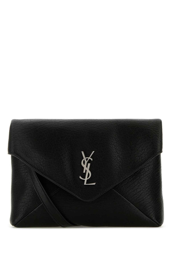 Saint Laurent Exterior: 100% Lamb leather; Lining: 100% Leather; Finishing: Silver metal clutch in black