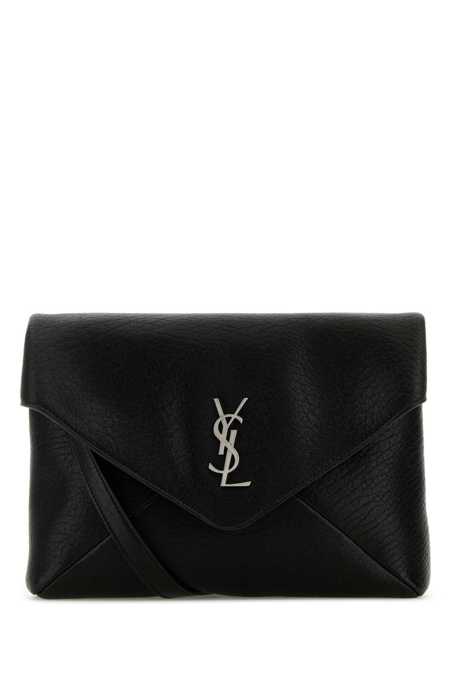 Saint Laurent Exterior: 100% Lamb leather; Lining: 100% Leather; Finishing: Silver metal clutch in black