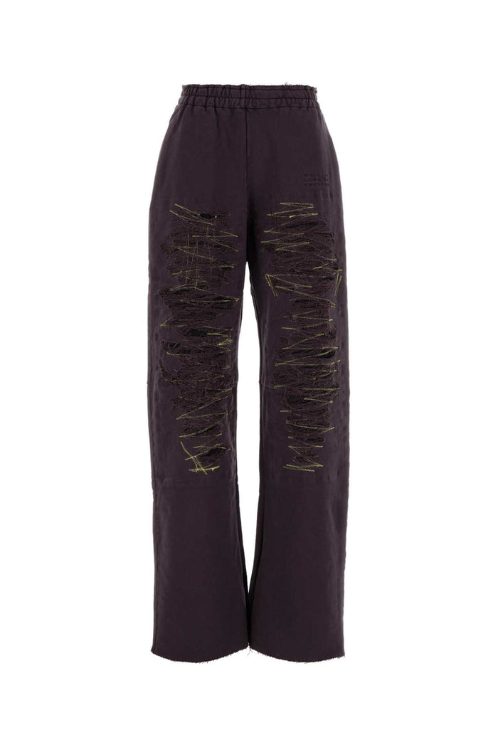 Aubergine Cotton Joggers Darkpurple Exterior: Pantaloni