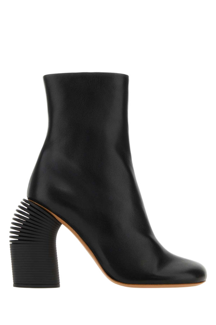 Black Leather Spring Ankle Boots Blkblk Stivali