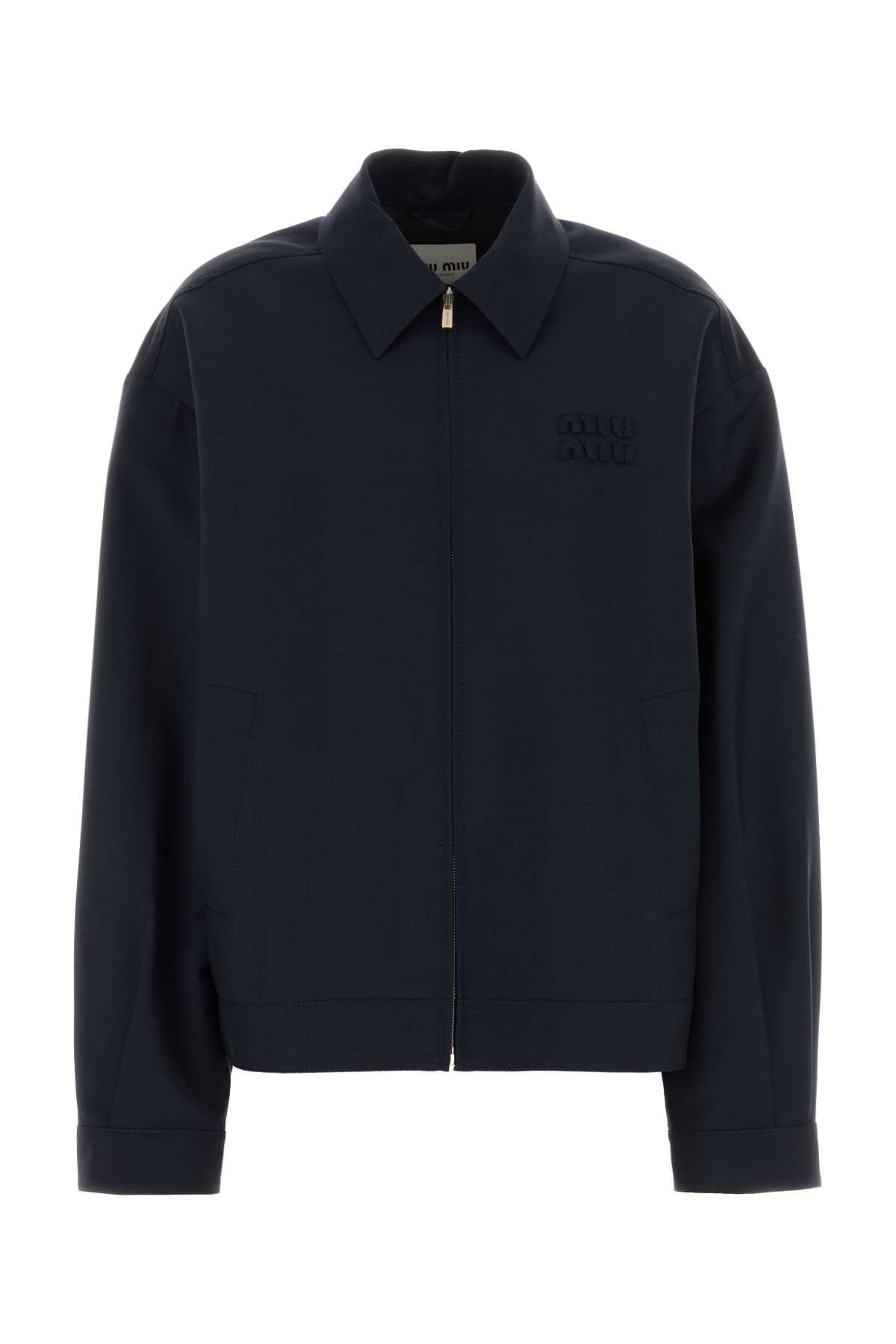 Navy Exterior: Mohair Virgin Wool Giubbini
