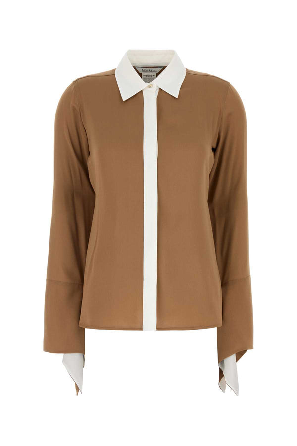 Max Mara Exterior: 100% Silk shirt in caramel