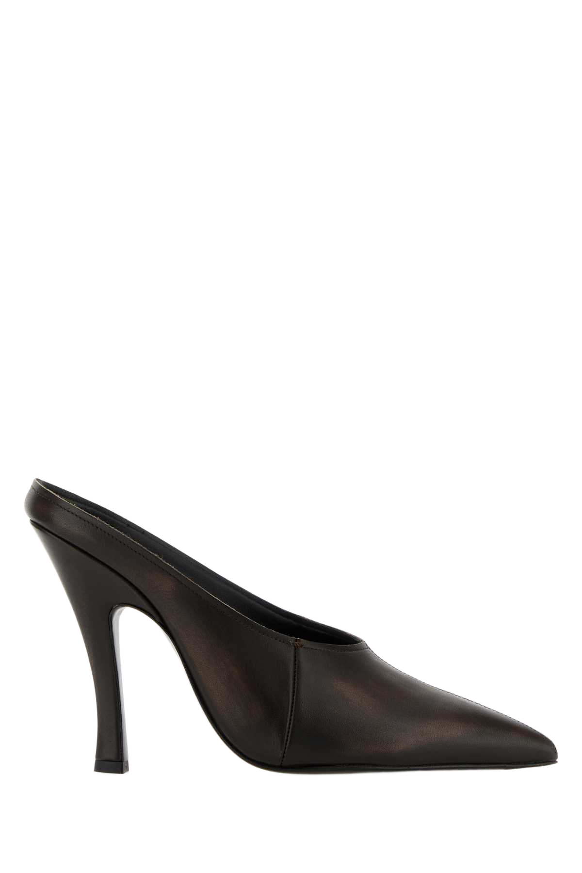 Dark Brown Leather Mules Ballerine