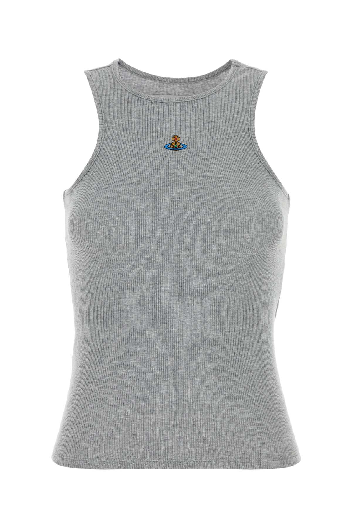 Melange Grey Stretch Cotton 90s Tank Top Greymelange Exterior: Elastane Maglie