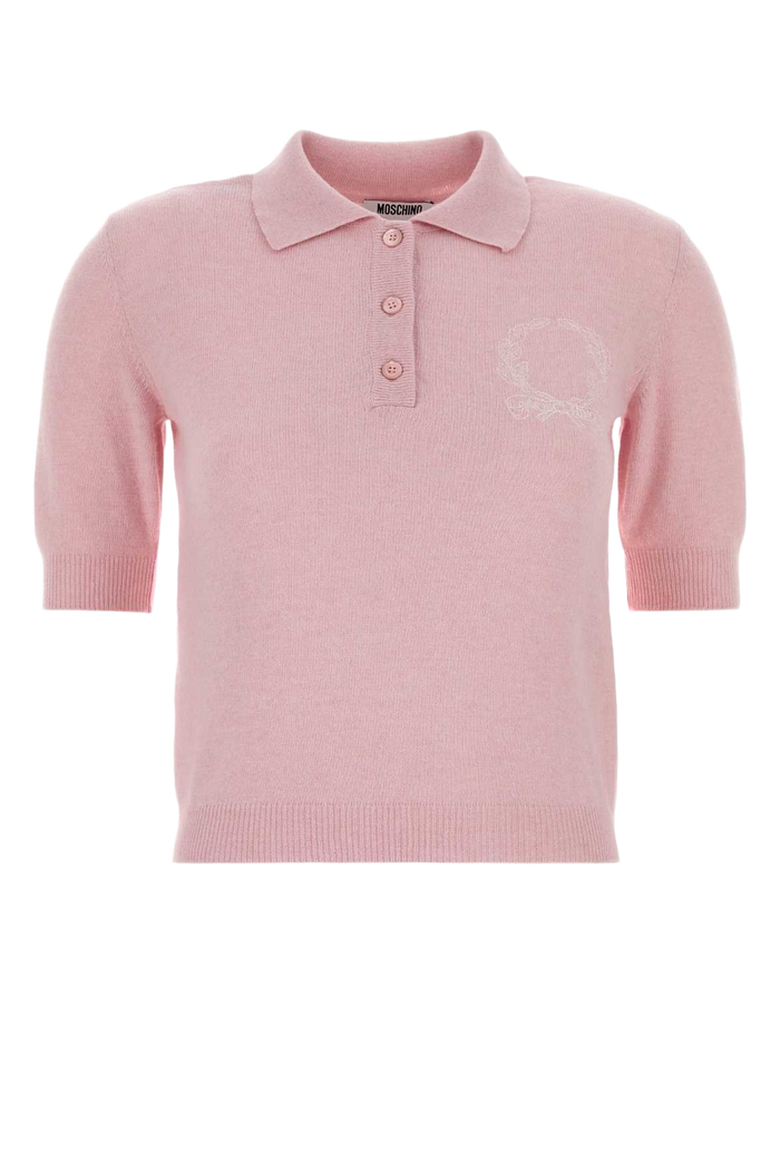 Pink Knit Polo Shirt Rosa