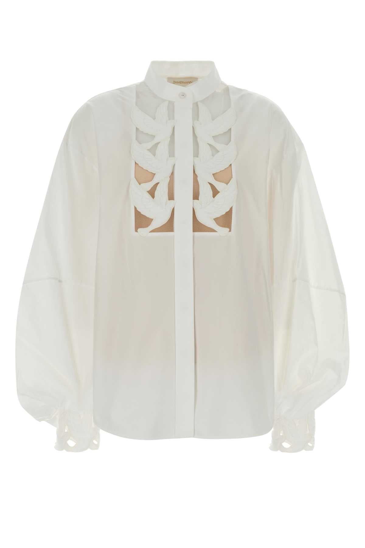 White Poplin Luna Shirt Ivory Cotton Camicie