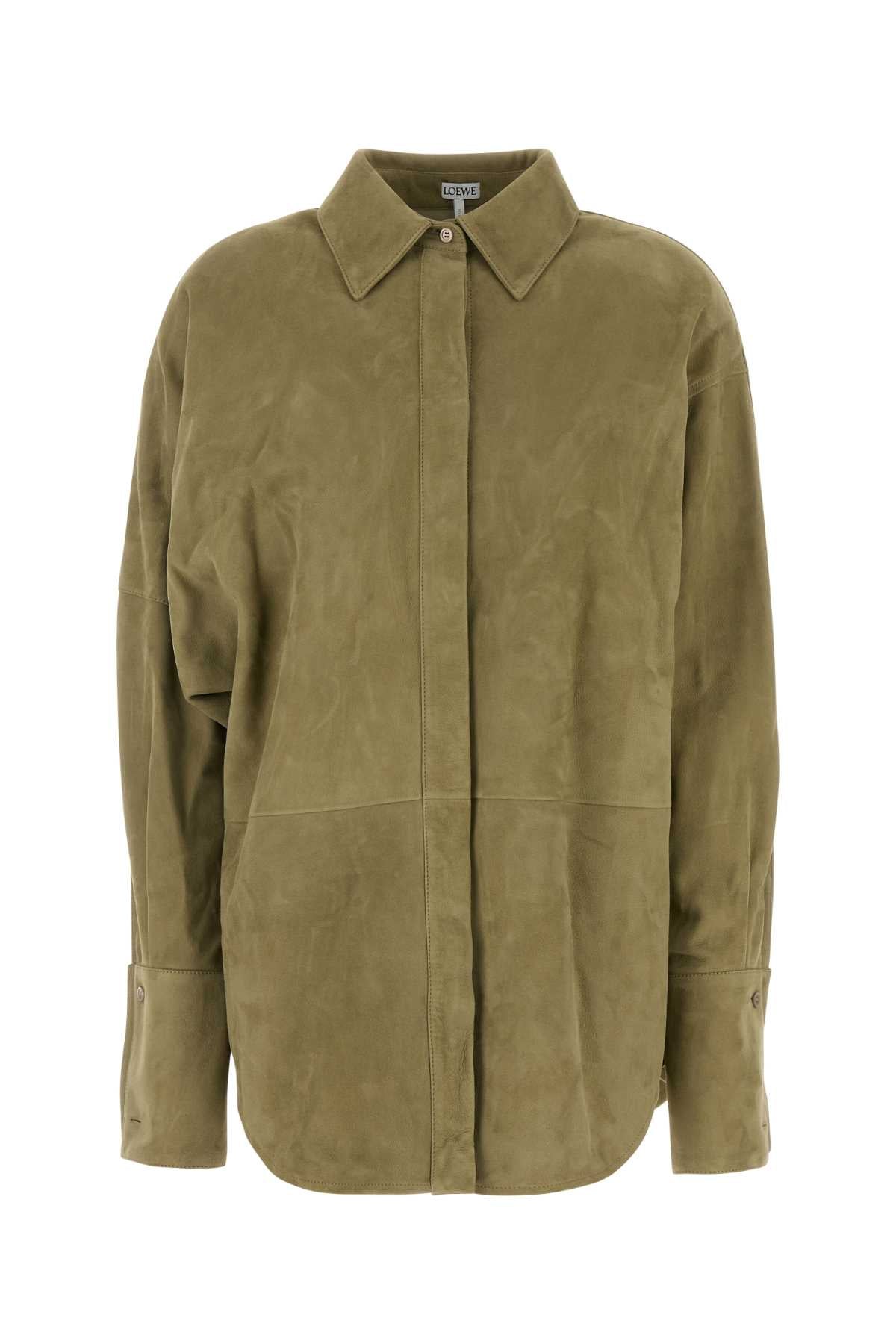 Sage Green Suede Shirt Exterior: Camicie