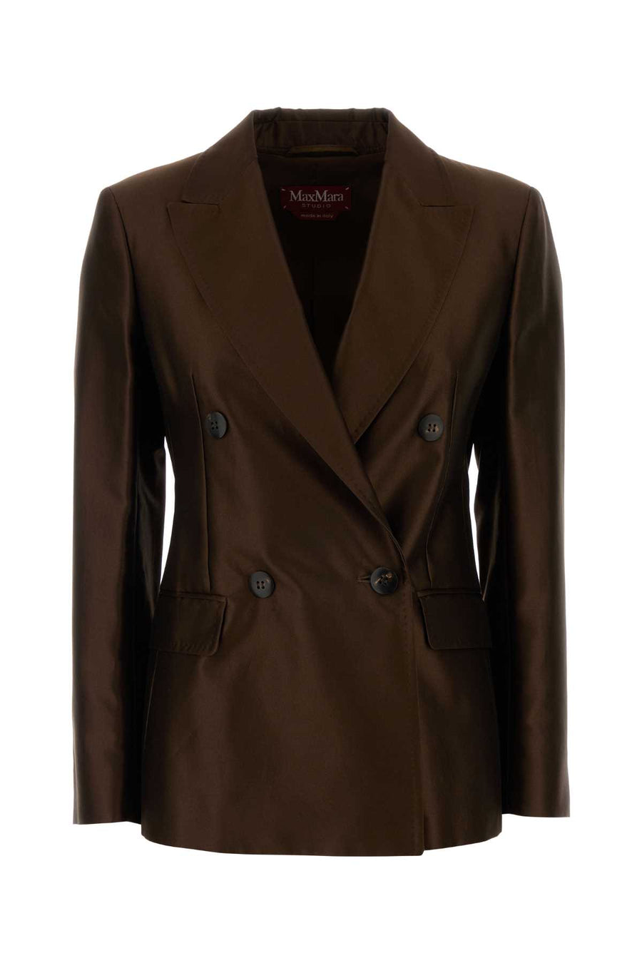 Mm Studio Exterior: 72% Cotton 28% Silk; Lining: 70% Acetate 30% Polyester blazer in brown