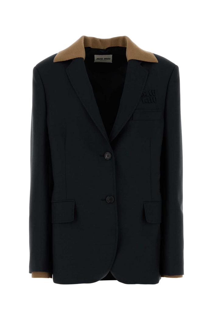 Midnight Blue Mohair Blend Oversize Blazer Divisa Giacche E Gilet