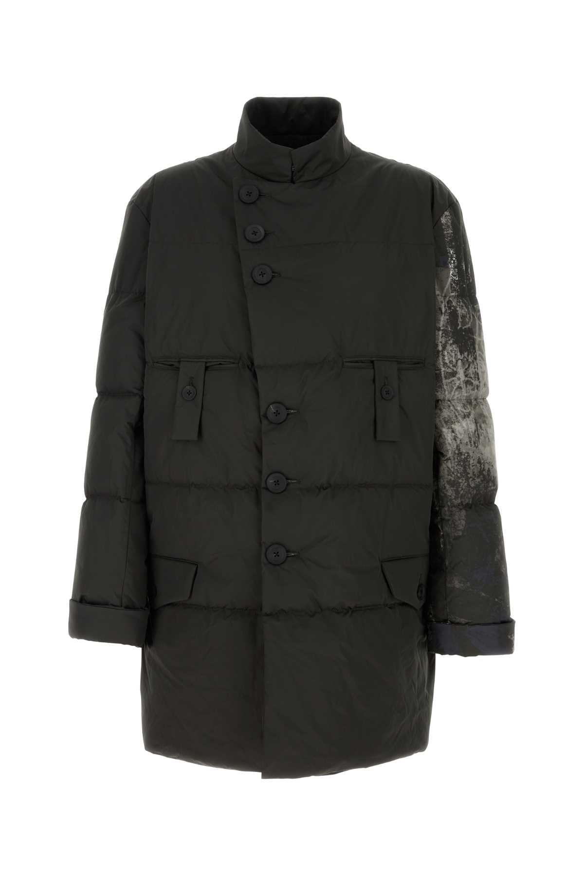 Dark Brown Polyester Padded Jacket Black Giubbini