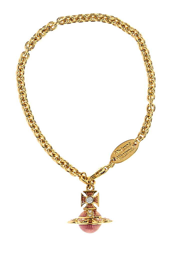 Gold Metal Capucine Bracelet Goldwhitecrystalfuchsiaenamel Bracciali
