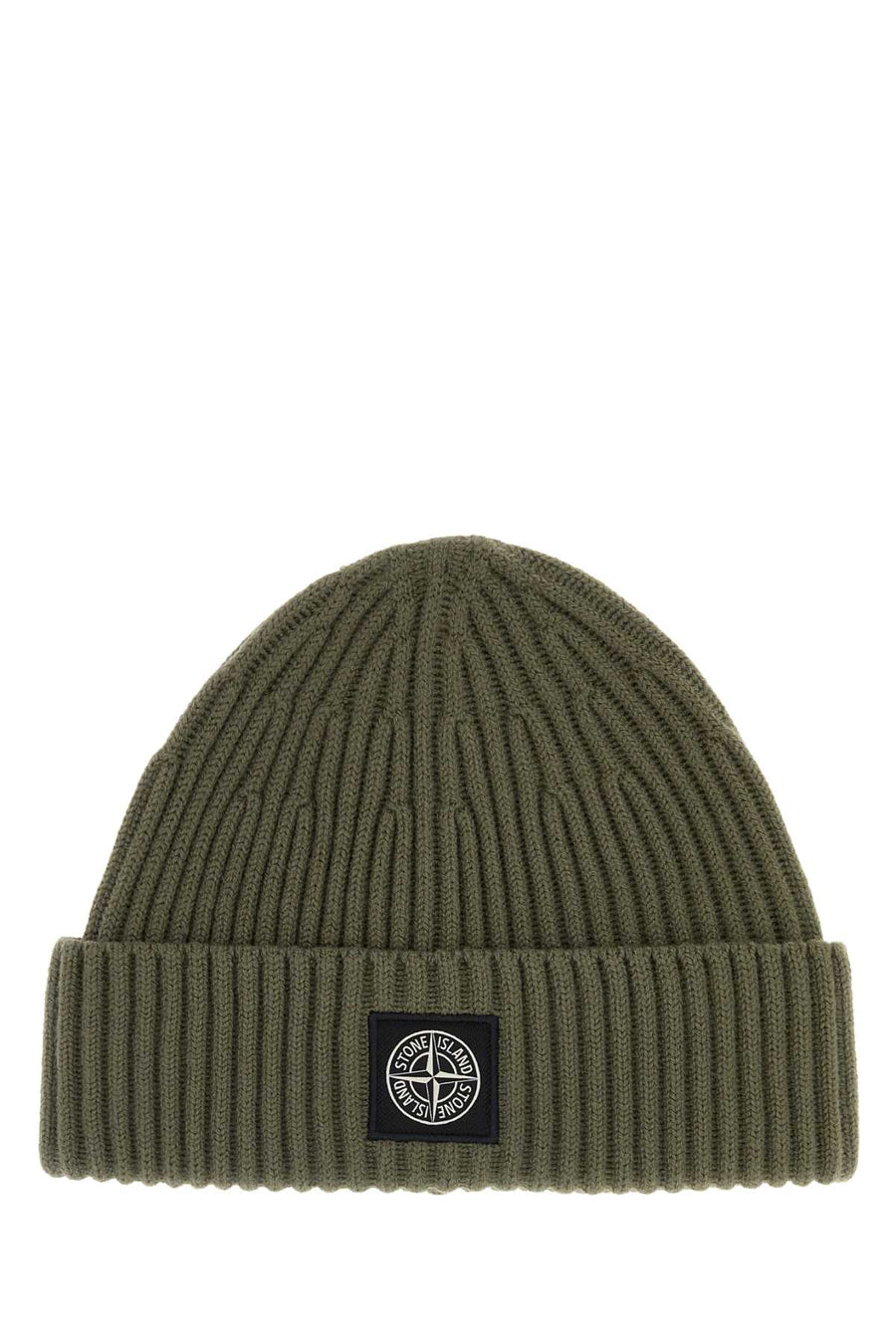 Army Green Wool Beanie Hat Exterior: Virgin Cuffie