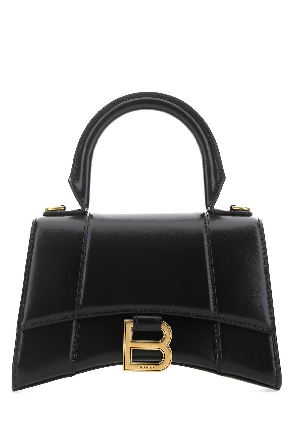 Black Leather Xs Hourglass Handbag 1000 T Domesticated Calf Le Borse A Mano