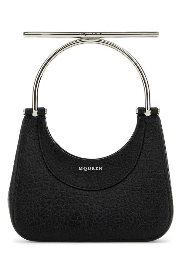 Alexander McQueen Exterior: 100% Lamb; Lining: 100% Nappa leather; Finishing: Silver metal shoulder bag in black