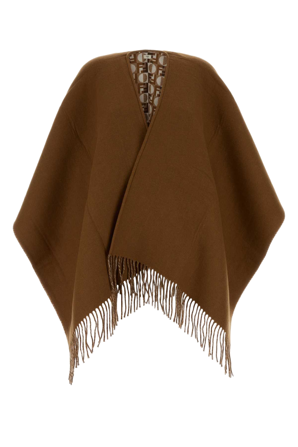 Biscuit Wool Blend Reversible Cape Cammello+multicolor Exterior: Cashmere Cappotti