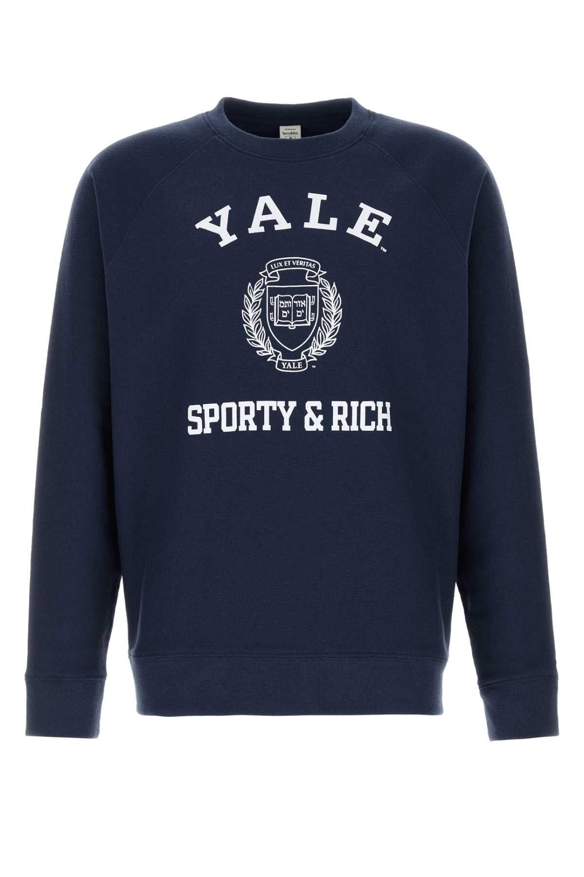 Navy Blue Cotton And Polyester Sweatshirt Darknavy Exterior: Felpe