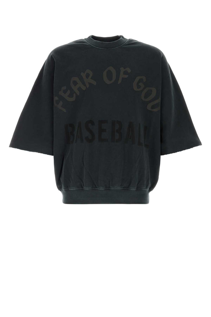 Charcoal Cotton T-Shirt Black Exterior: Felpe
