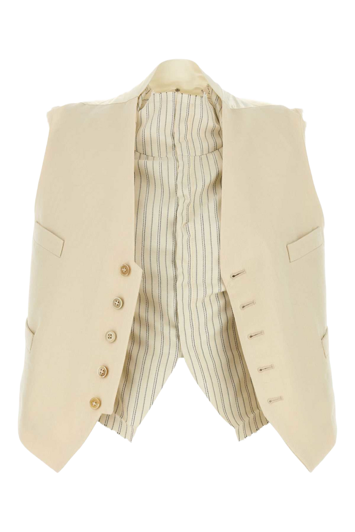 Cream Wool Vest Ecru Giacche E Gilet
