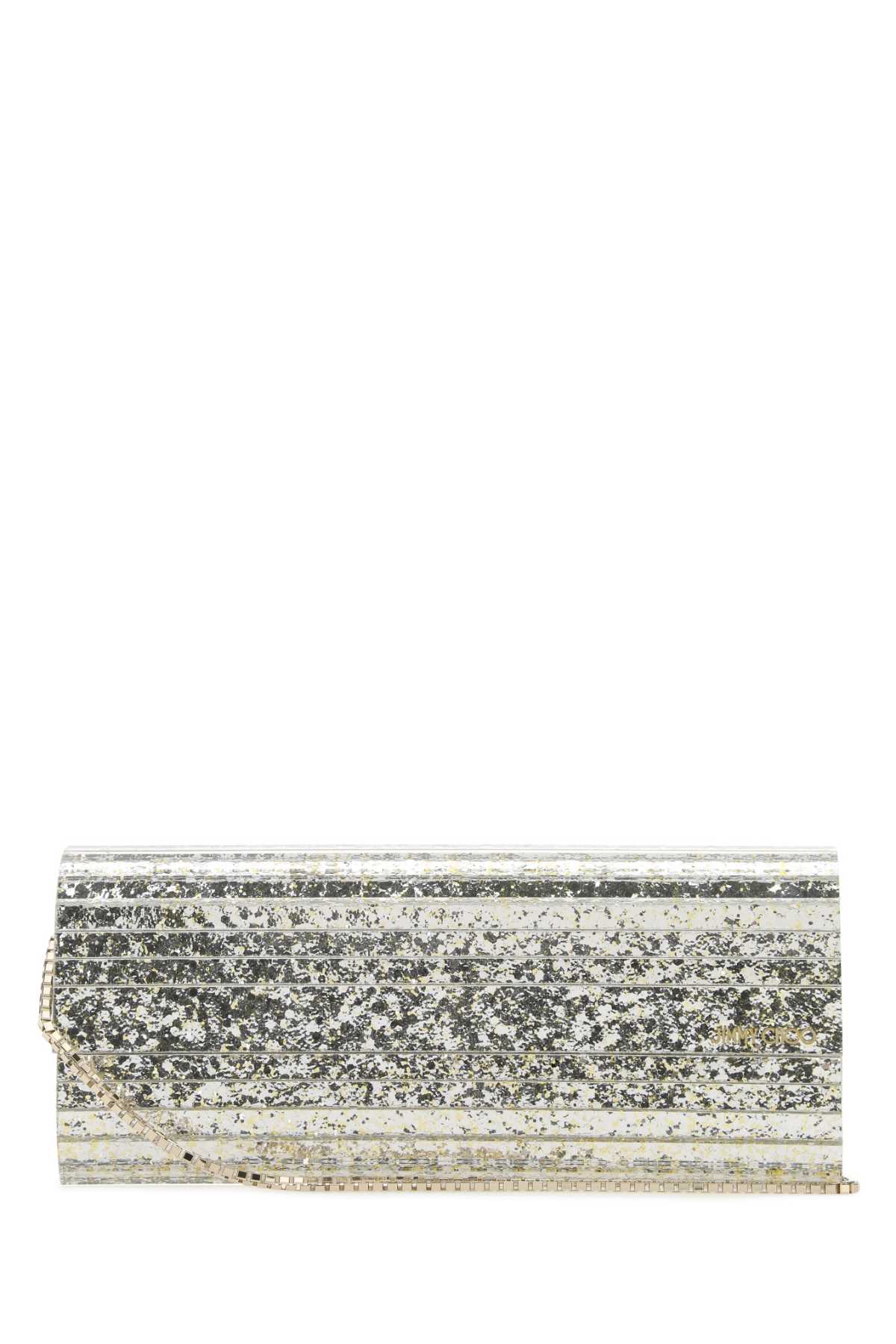 Champagne Plexy Fabric Brass Clutch