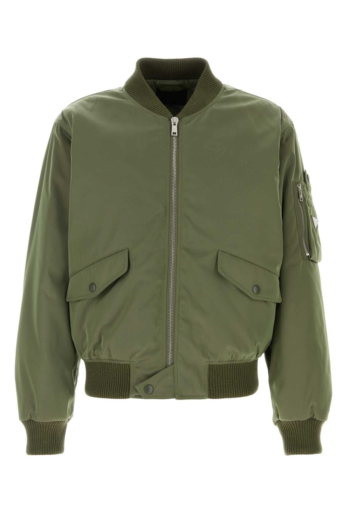 Olive Green Nylon Bomber Jacket Militare Giubbini