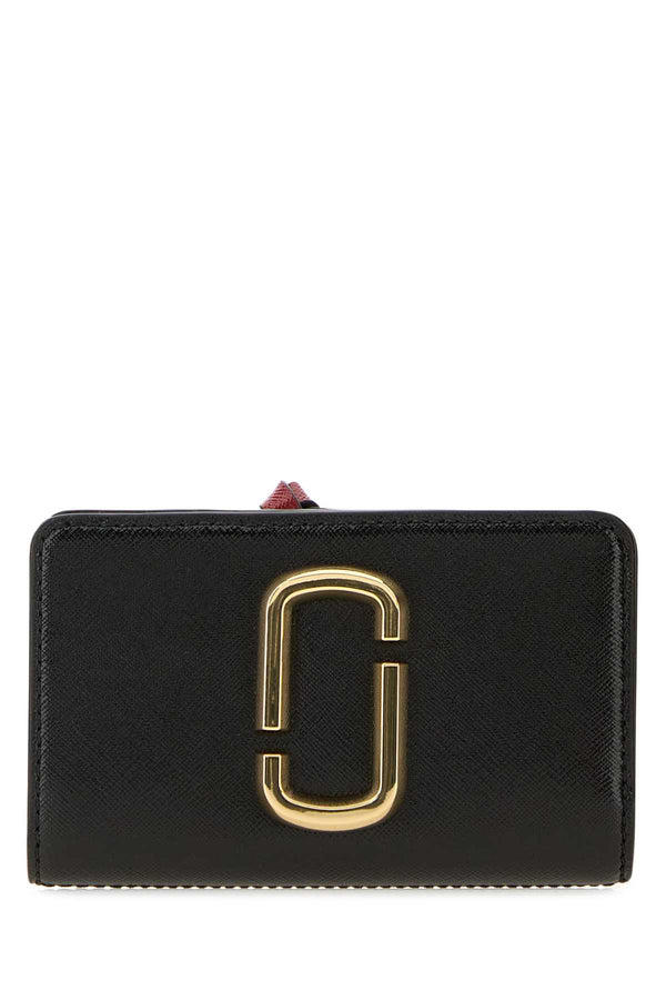 Marc Jacobs Compact Exterior: 100% Leather; Finishing: Golden metal wallet in black