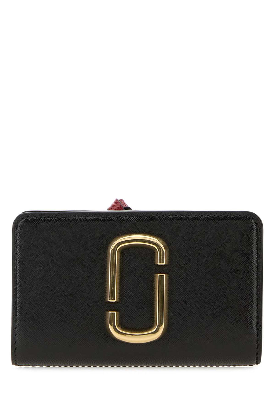 Marc Jacobs Compact Exterior: 100% Leather; Finishing: Golden metal wallet in black