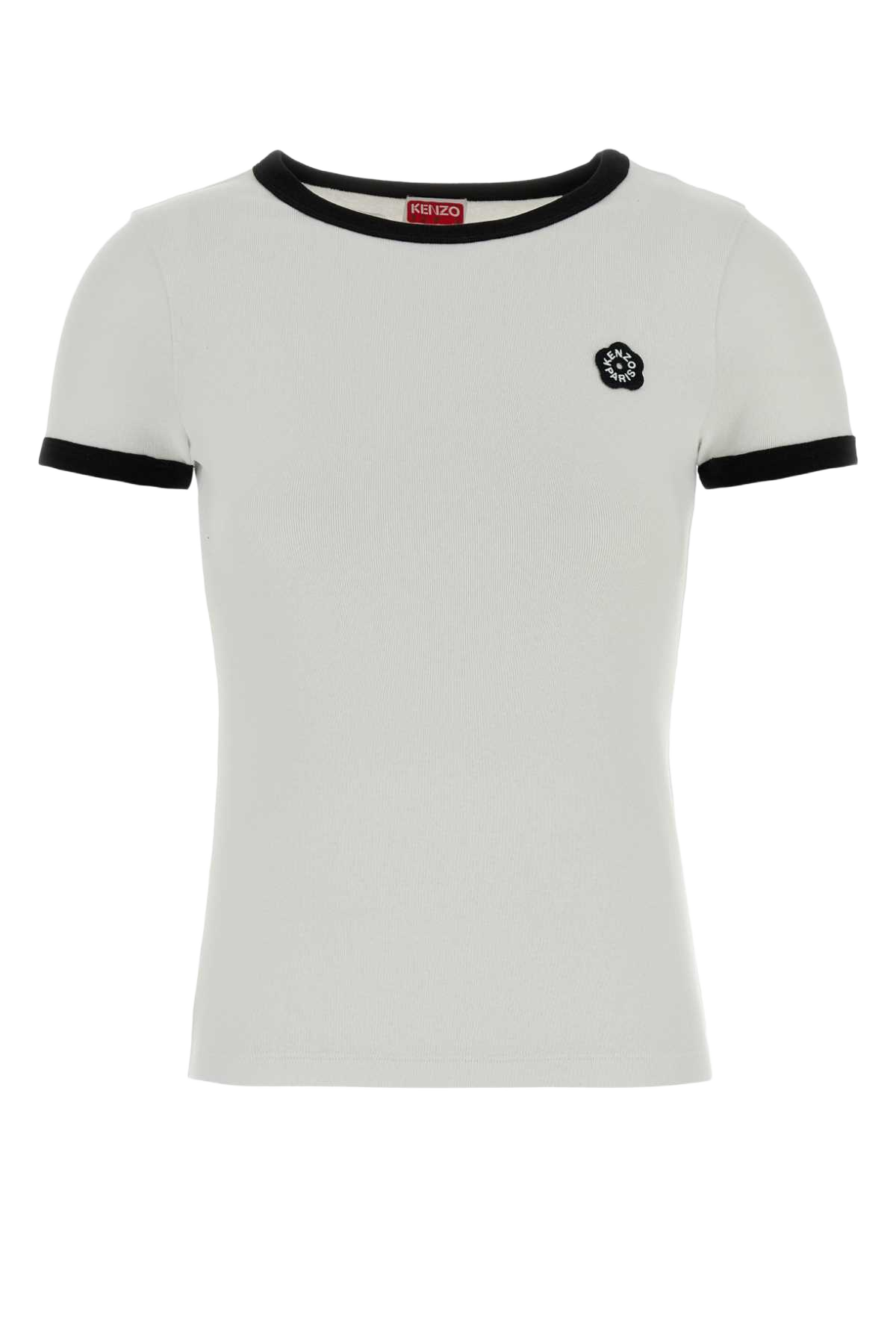 White Stretch Cotton T-Shirt Exterior: Elastane