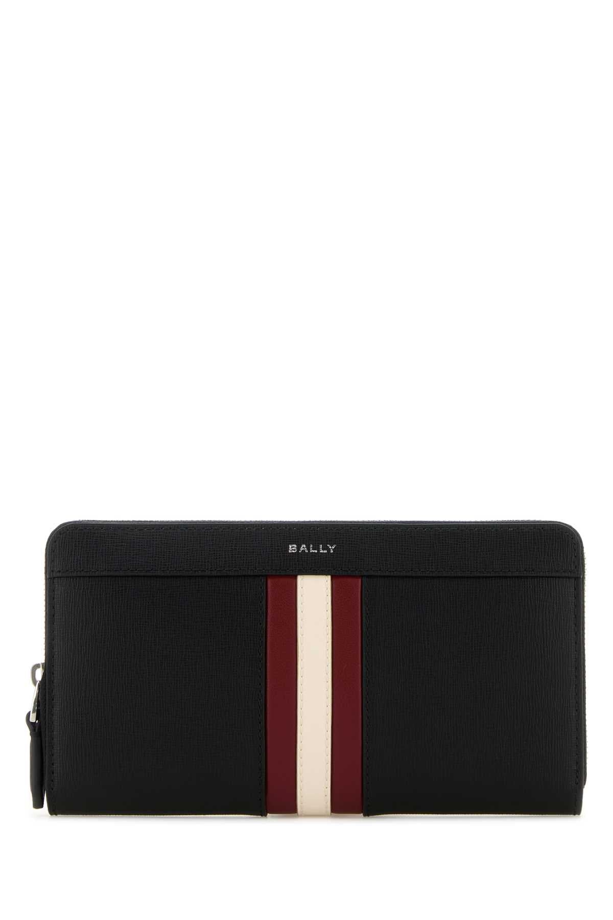 Black Leather Wallet Portafogli
