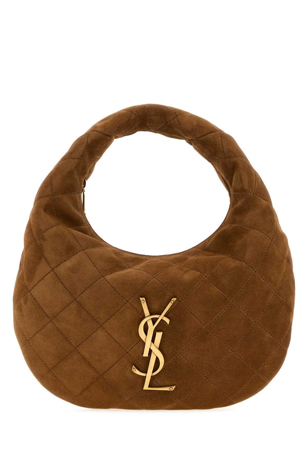 Saint Laurent Icare Exterior: 100% Calf Suede. Lining: 100% Leather. Finishing: Golden metal shoulder bag in brown