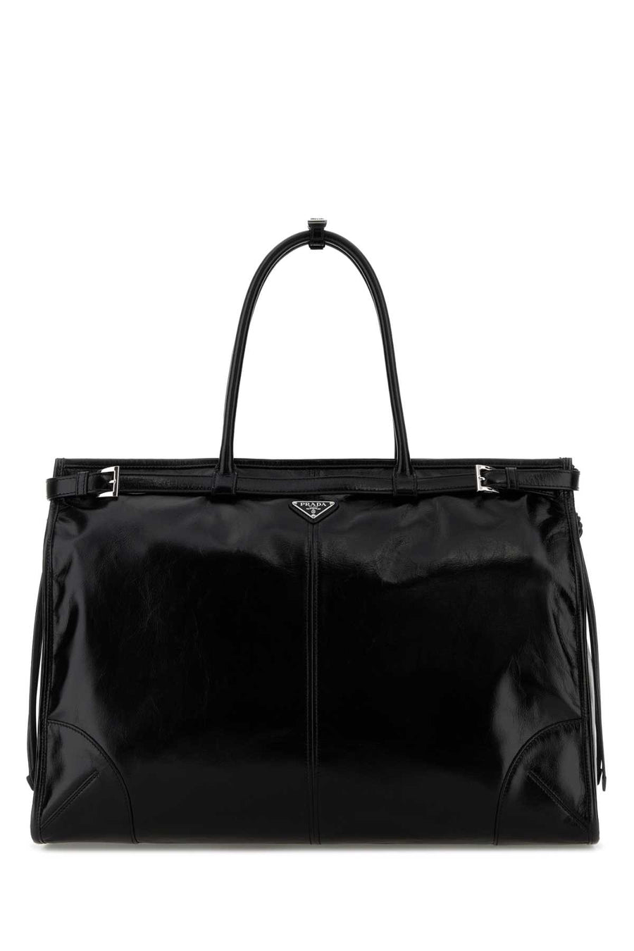 Prada Exterior: 100% Leather tote bag in black